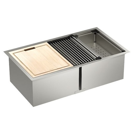 Moen 1800 Series 33x19x10 Stainless Steel Undermount Double Bowl Sink GS182040BUX